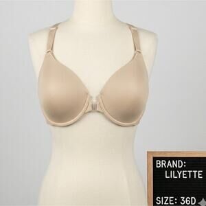 Lilyette 901 Endless Smooth T-Back Bra Unpadded Underwire Womens 36D Tan